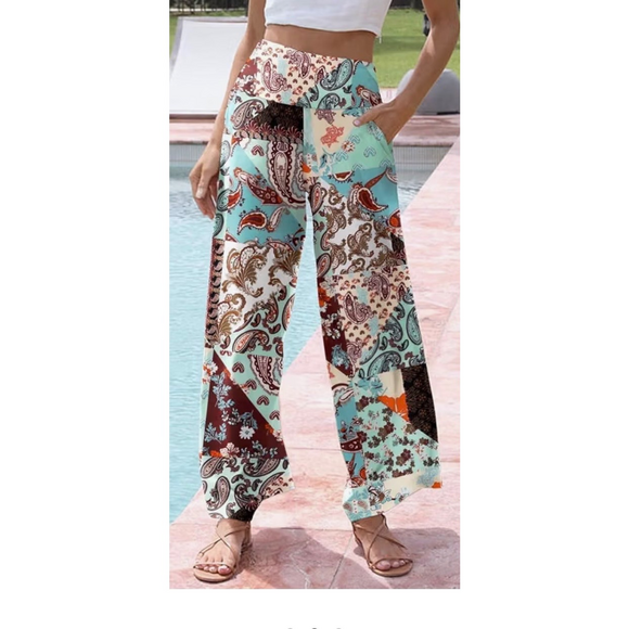 JCZ Pants - JCZ Women's Palazzo Lounge Pants Stretchy Wide Leg Casual Pants Comfy High Waist
